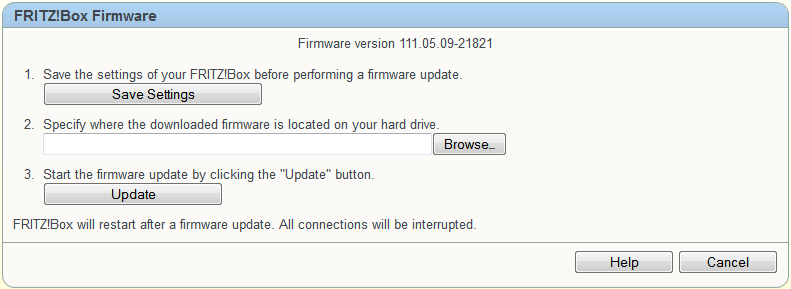 How do I update the firmware of my FRITZ!Box